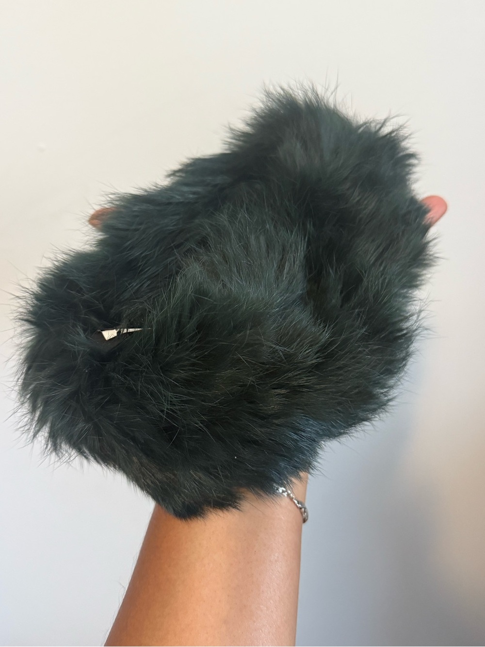 Rudsak Fur Hand Muff in Dark Green